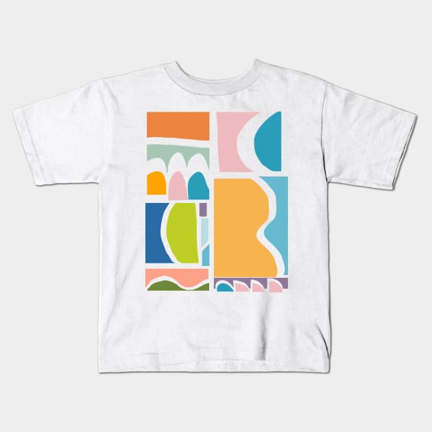 Colorful Abstract Paper Cut-Out Shapes Kids T-Shirt by ApricotBirch